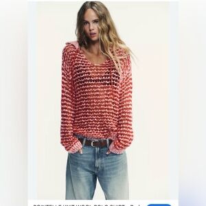 Red and White Striped Knit Sweater